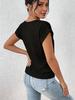 2026 Hot Sale Women's Solid Color V-neck T-shirt, Elegant Short-sleeved Top for Spring/Summer, European American Style