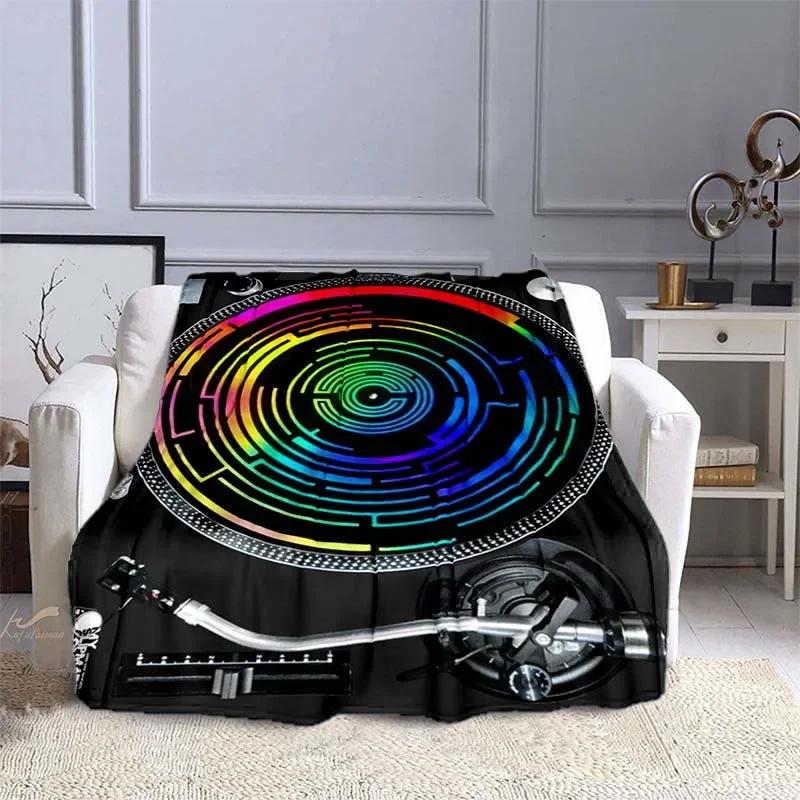Monika Chen Unisex Music Dj Flannel Throw Blankets Disc Player Plush Blankets Audio Soft Cozy Blanket For Sofa Chair Couch Bed King Size Bedspread