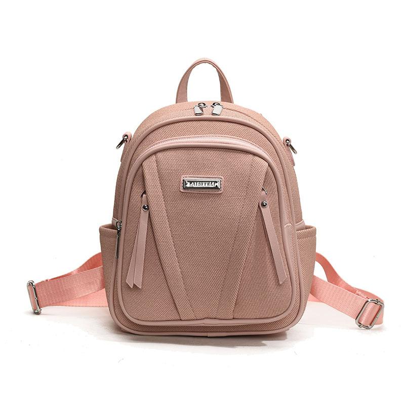 Women's new backpack leather large-capacity double backpack + backpack simple and versatile fashion solid color