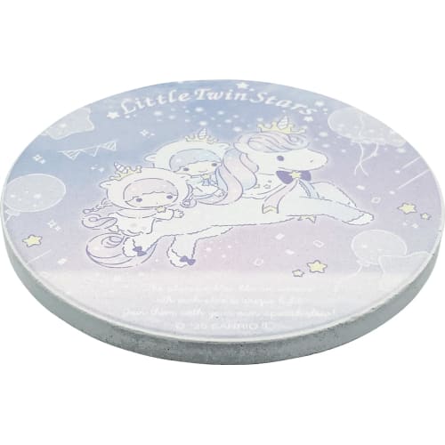 Sanrio "Little Twin Stars 50th Anniversary" Water-Absorbent Coaster with Cork Bottom, Purple, Approx. 9 x 1 cm, Made in Japan, SAN4906-2