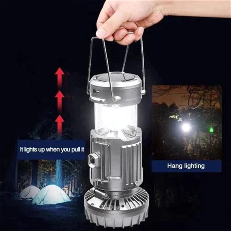 High Power LED Solar Light Portable Camping Light Electric Fan Solar Power Hanging Tent Lamp Rechargeable Outdoor Emergency Lamp