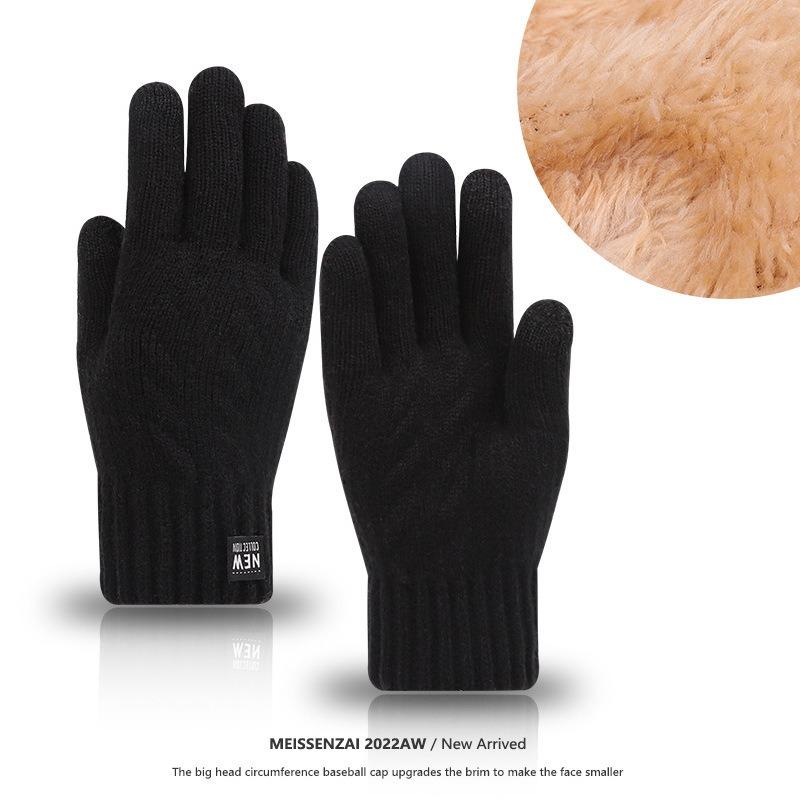 

Warm gloves autumn and winter men s wool knitted electric vehicle riding driving piled thickened students cold One Size
