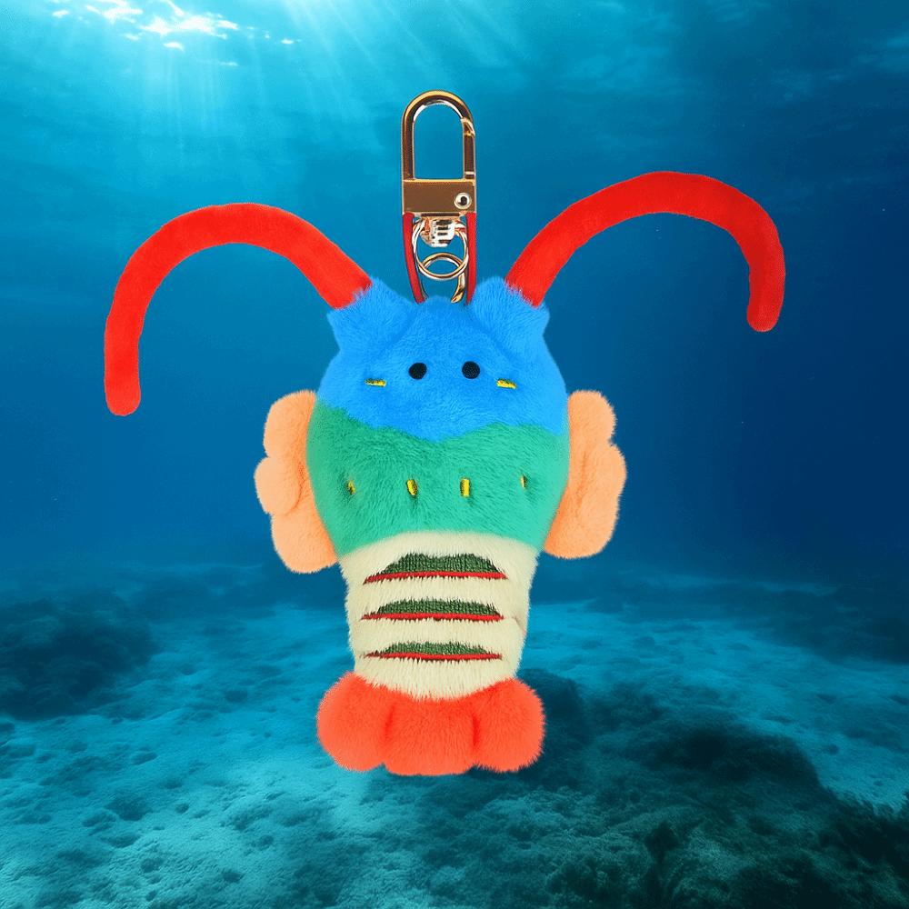 Lobster Fluffy Sea Keyring Soft Cartoon Plush Pendant Ocean Animal Keychain Birthday Gift
