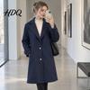 Long Sleeve Casual Jacket Women Fall Winter Wool Coat Notch Lapel Overcoat Coat with Pockets Single Breasted Solid Color Trench Spring