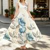 Sleeveless Beach Dress for Women ,Fresh Blue Floral Print,Soft Skin Friendly,Loose Relaxed Fit,Fashion Versatile,Perfect for Daily Outings