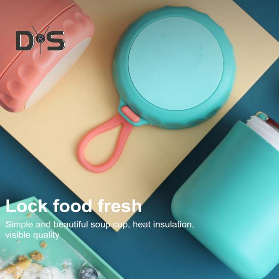 Soup Thermal Jar for Kids 401-500ml Insulated Stainless Steel Food Container Leakproof Wide Mouth Vacuum Lunch Cup with Handle for Hot Cold Food