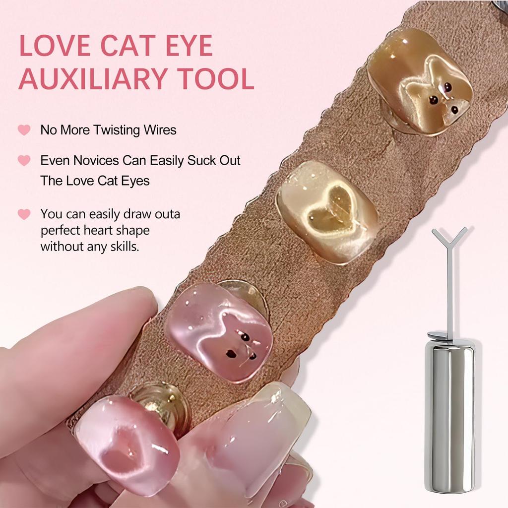 3 Pack Heart Magnet for Cat Eye Gel Polish, Heart Magnet for Nails, Cat Eye Magnetic Nail Art Tool Set,Magnet Sticks with Y-Shaped Guide,