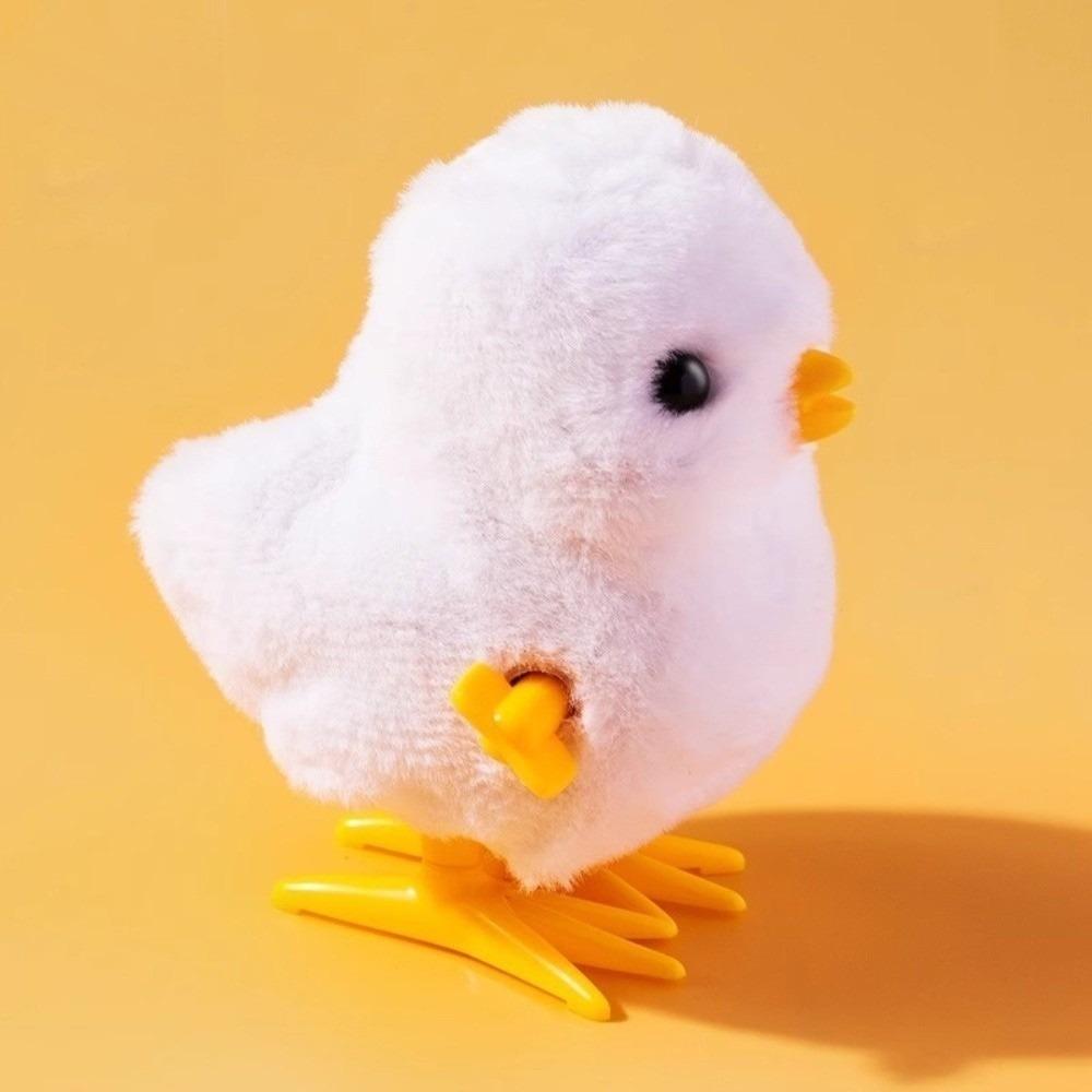 Jumping Chicken Duck Yellow Jumping Chicken Clockwork Toy Plush Cartoon Interactive Toy Simulation Walking Hopping Kids Toy
