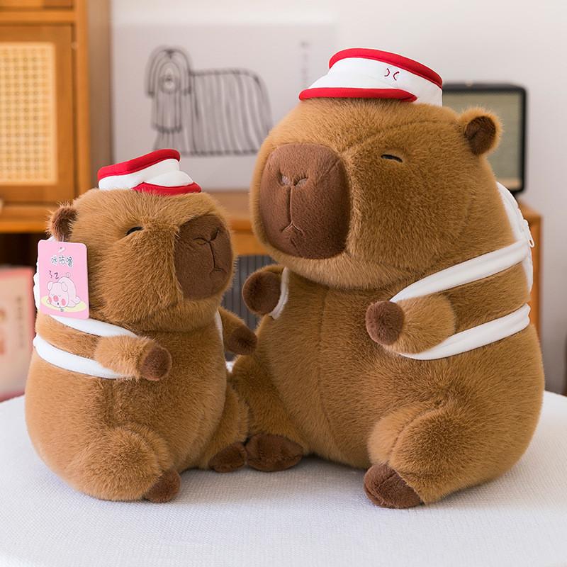 Capybara Backpack Hat Cartoon Plush Toy Room Decoration Children Doll Sleeping