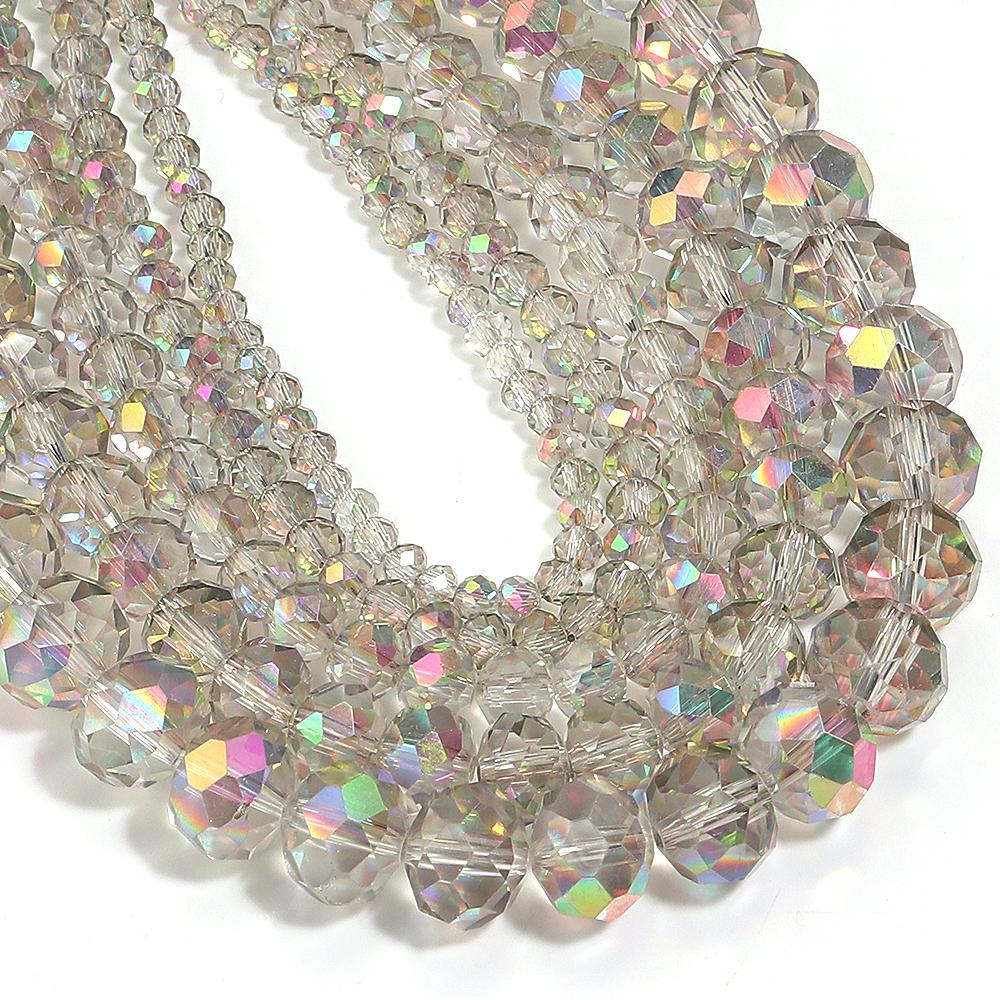 1 Strand 3/4/6/8/10mm Faceted Crystal Beads Transparent Pink Glass Loose Beads For Jewelry Making DIY Necklace Bracelet Supplies
