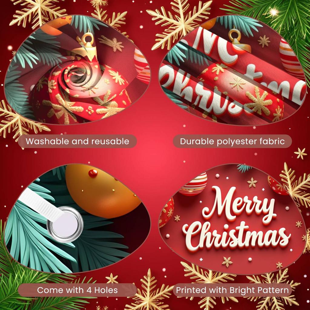 Christmas Decor Banner Christmas Ornaments Festive Backdrop Xmas Event Backdrop Red Background Festive Occasion Display For Home