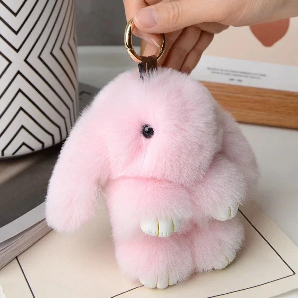 15cm Fluffy Rabbit Fur Pompon Bunny Soft Cute Rabbit Toy Bag Decoration Accessories Gift for Girls Gift Bag Charm