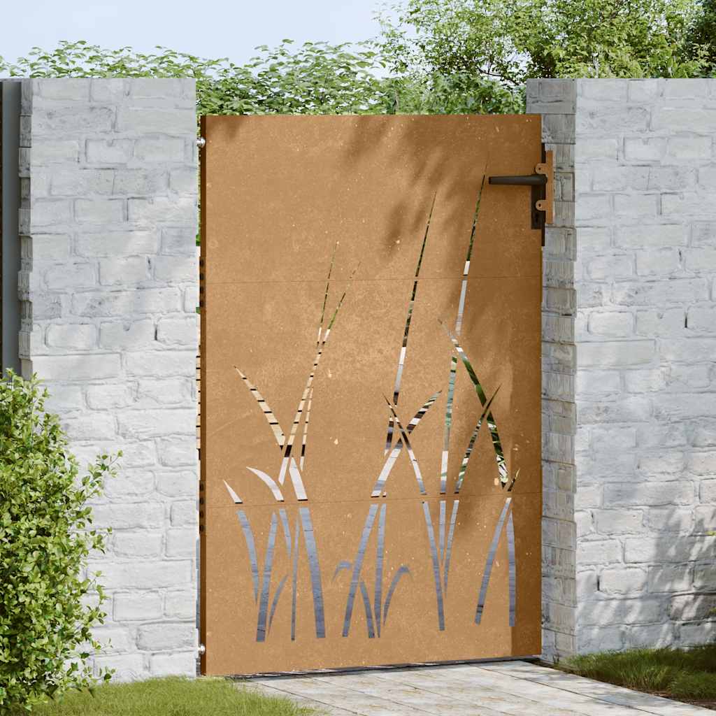 Garden Gate 85 X 150 Cm Corten Steel Grass Design