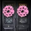Halloween Wreath Pink Gauze Wreath with Spiders Decorative Front Door
