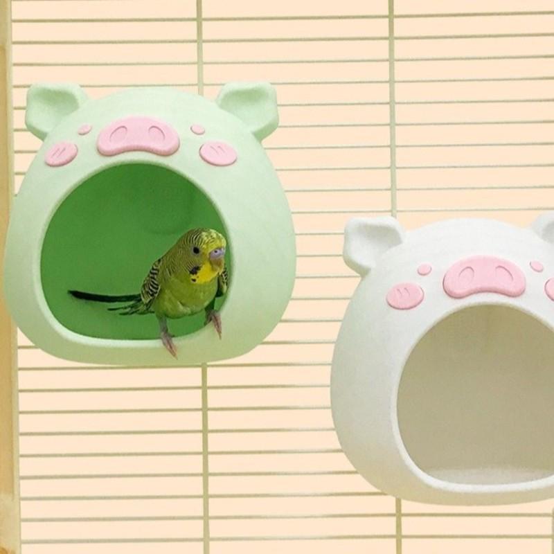 Cartoon Bird Breeding Nest Pig Shape Plastic Hanging Hamster House Bite Resistant Wear-resistant Birdcage Nest Garden Decor