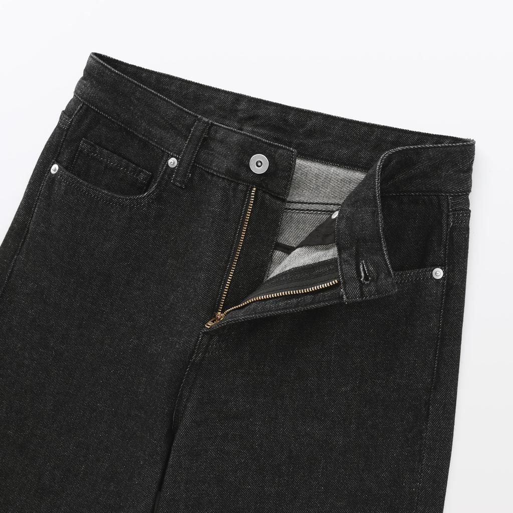MUJI Kapok Blend Denim Straight Size Size 27 Women's Pants, BE1TSA5S, Black, 73.5cm Inseam, Women's (68.5cm)