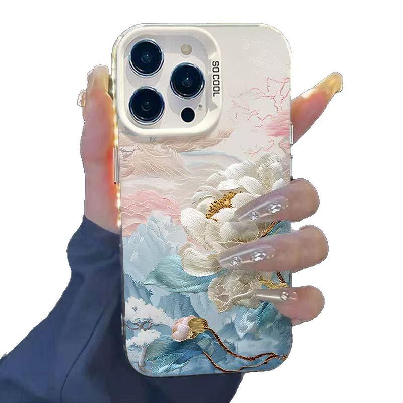 White Lotus Is Suitable for Iphone17 Mobile Phone Case Apple 15promax/14pro Japan and South Korea 13pro1216E