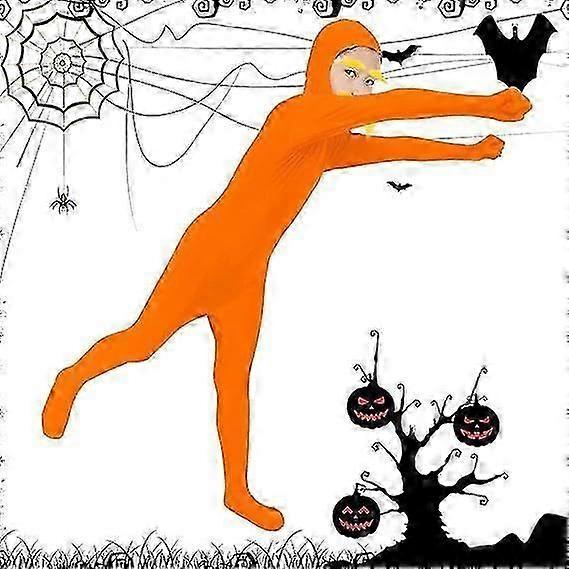 Accessori Costumi Arancia di Halloween Baffi Finti Barba e Sopracciglia Gialle Tuta con Viso Aperto Bodysuit per Festa Cosplay