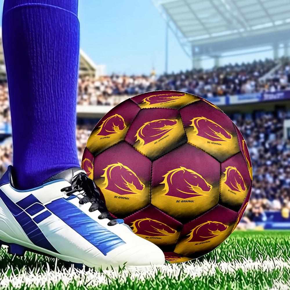 Brisbane Broncos Soccer Ball Size 5 Soccer Ball, Machine-stitched, Durable, Suitable for Training and Matches Fan Gift