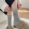 2024 Cute Bubble Lace Dot Puppy Embroidery Pile Socks Cotton Medium Long Tube