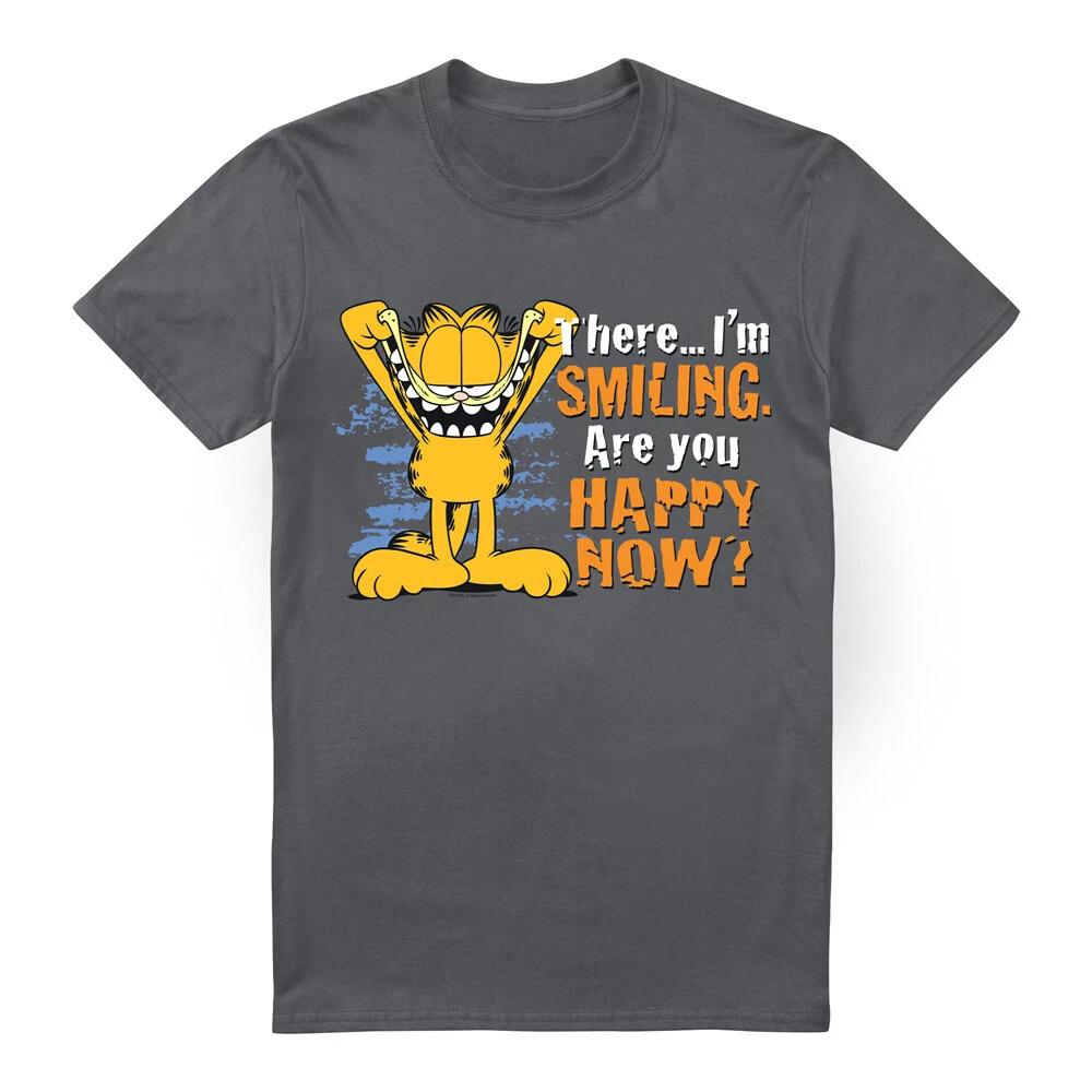 Garfield Smiling T-Shirt S-4XL, Charcoal