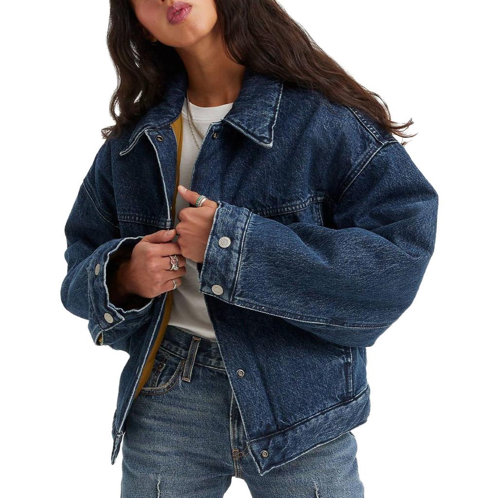 Levis Wendbare Bubble Trucker Jacke Einreihig Langärmlig Jeansmantel Damenjacken Blau A5997-0000