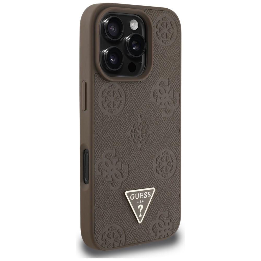 Etui Guess Grained Hot Stamp Peony       Triangle Logo Magsafe Do Iphone 16 Pro Brązowy