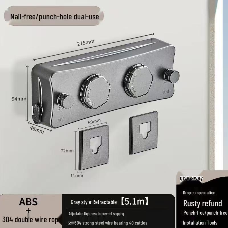 Invisible Retractable Clothesline: Wall-Mounted Stainless Steel Rope Rack for Indoor Drying