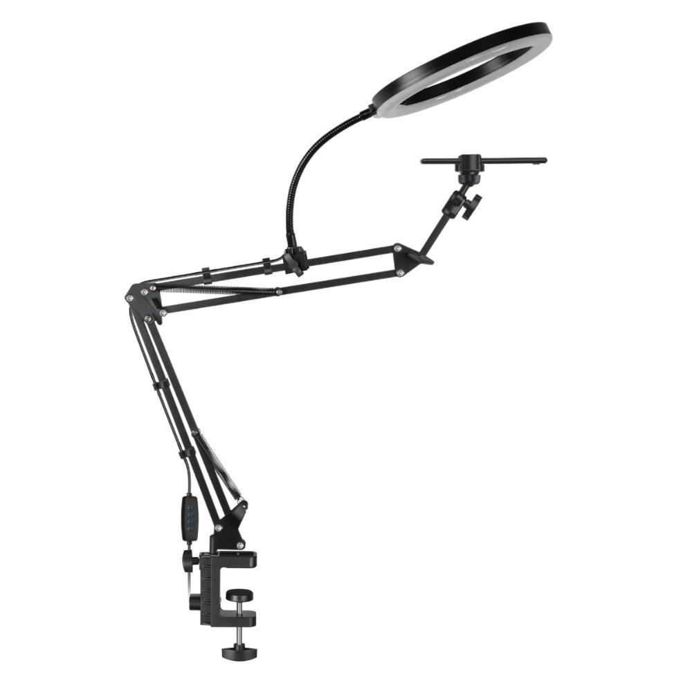 Stabilt Teleskopiskt Telefonställ Justerbar Höjd Klämtyp Telefonhållare Live Lärande