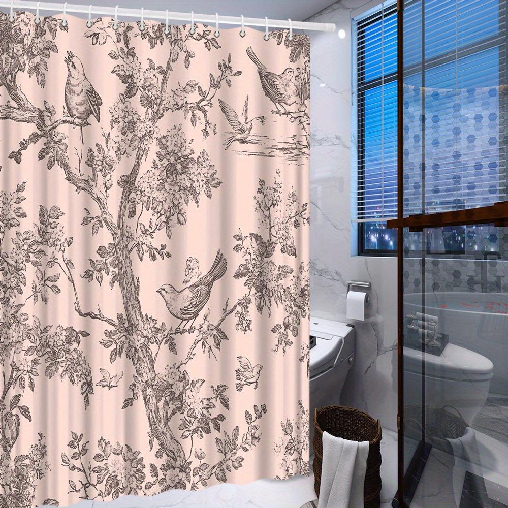 Shower Curtain: Vintage Birds and Floral Design for a Classic and Elegant Bathroom Look