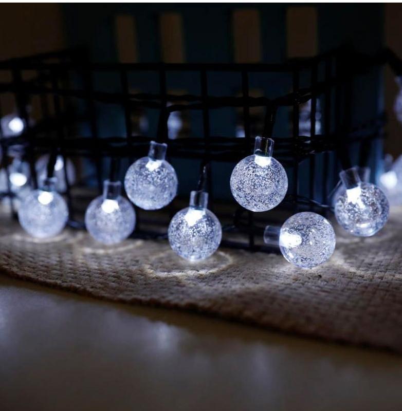 LED Solar Bubble Ball String Lights - Outdoor Camping & Courtyard Fairy Lights