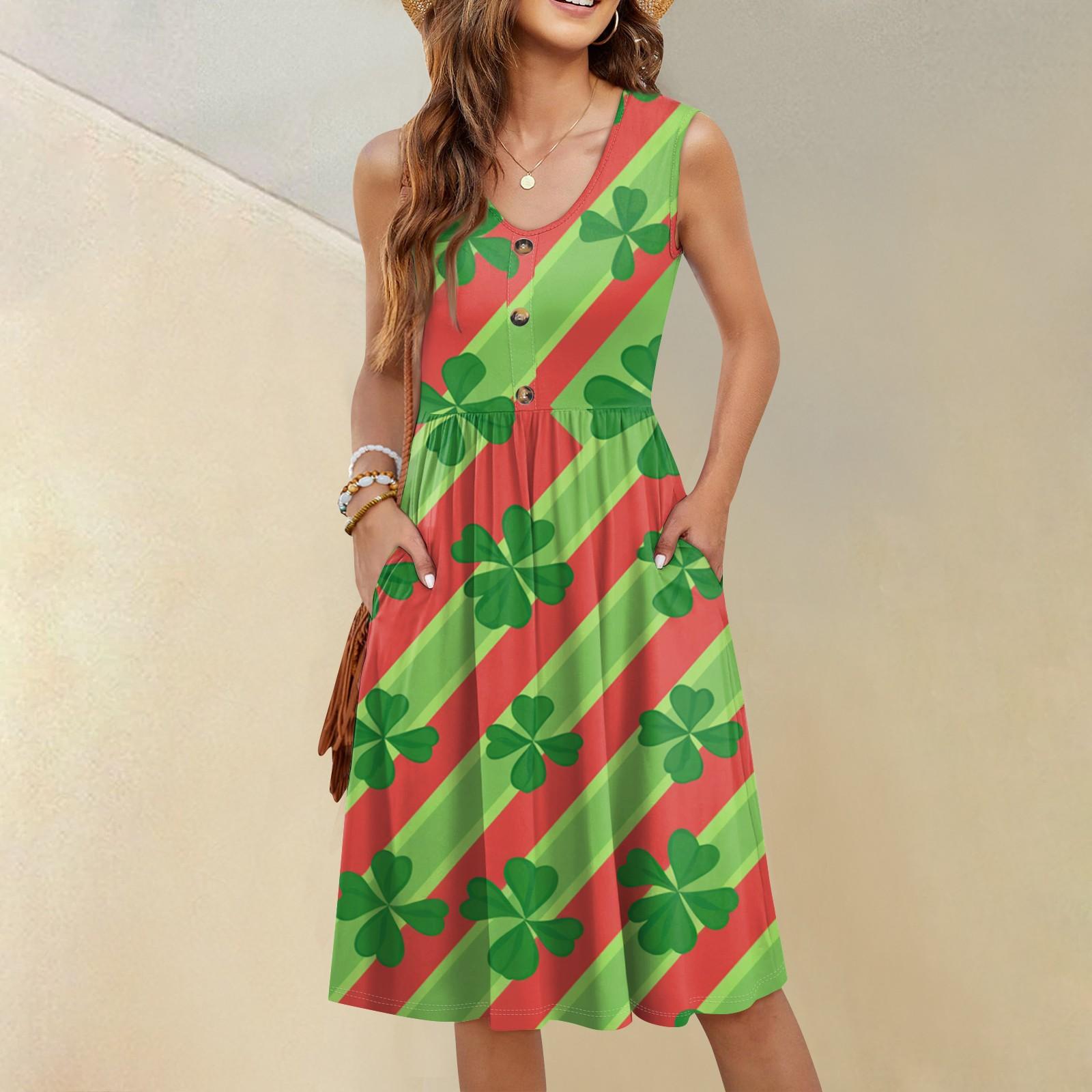 

Жіноча повсякденна модна сексуальна сукня без рукавів з прикрасами з ґудзиками з квітковим принтом і квітковим вирізом XXXL