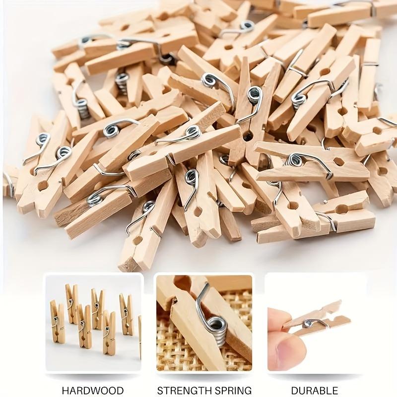 100pcs Natural Wood Mini Clothespins, Oblong Vertical Style, No Electricity Needed, Ideal for Photos, Crafts, Arts, Cocktails - Casual Use