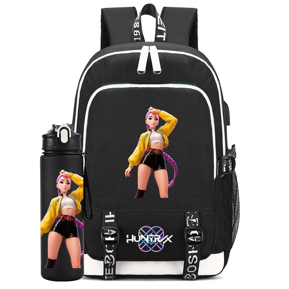 

2Pcs/set Cartoon Kpop Backpack Large Capacity Bookbag With 750ml Water Bottler Laptop Student Boy Girl School Bag waterproof Travel Bag Kid Gift