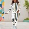 Women Plus Size White Round Neck Long Sleeve Printed Top And Fitted Pants Two Piece Set