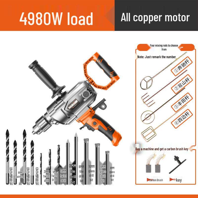 High-Power Electric Mixer for Paint, Putty, Powder, Cement, and Mortar