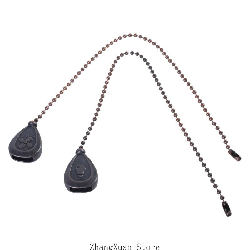 2pcs Ceiling Fan Pull Chain set Light & Fan Extensions with Easy Identification Ceiling Fan Pull Chain Enhancements 3XUF