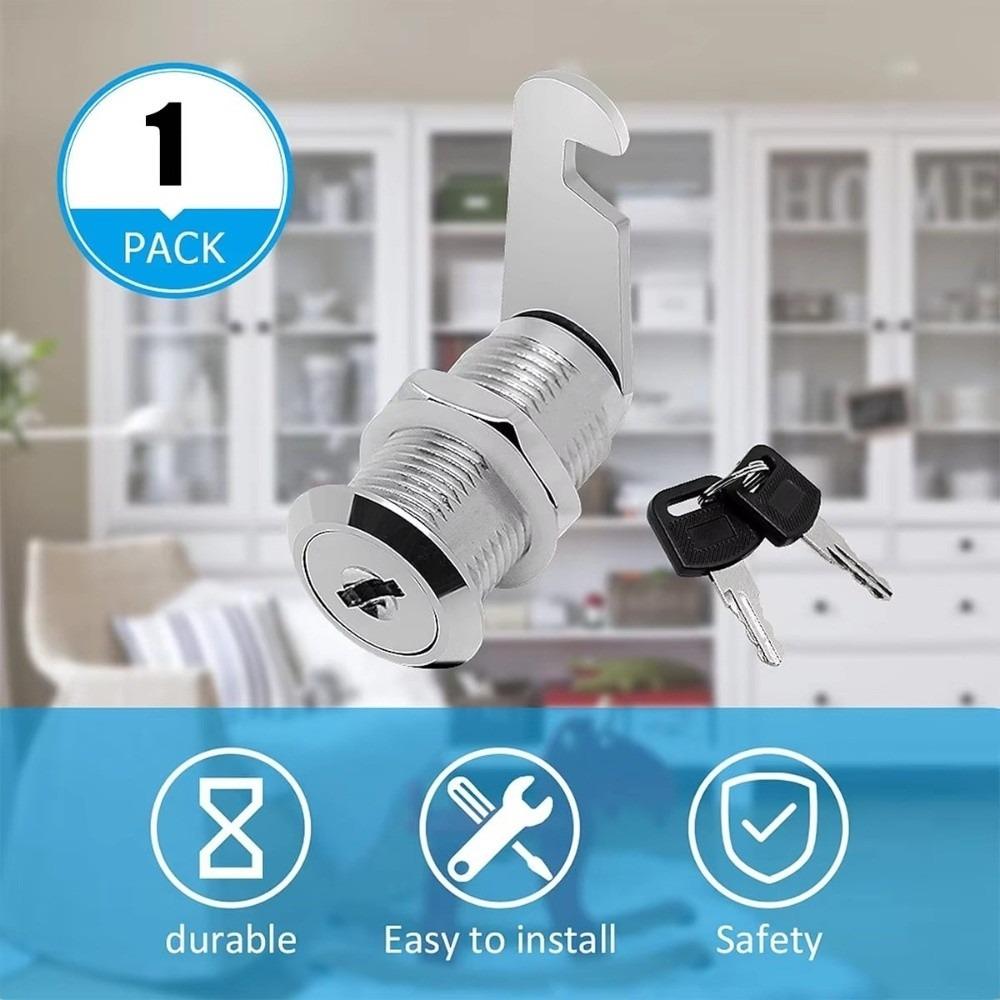 Portable Single Open Cabinet Lock Silver Easy Replacement Door Lock with 2 Keys Metal Cabinet Locker Lock Door