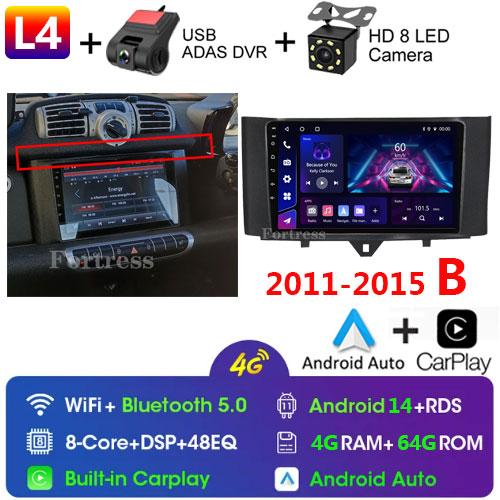 For Mercedes Benz Smart Fortwo 2006 - 2015 Android Car Radio Multimedia Player Carplay Navigation GPS Touch Screen Auto Stereo