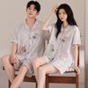 Pure Cotton Couple Pajamas Summer 1011 New Cartoon Cute Short-sleeved Shorts Can Be Worn Outside Men's and Women's Loungewear Suits