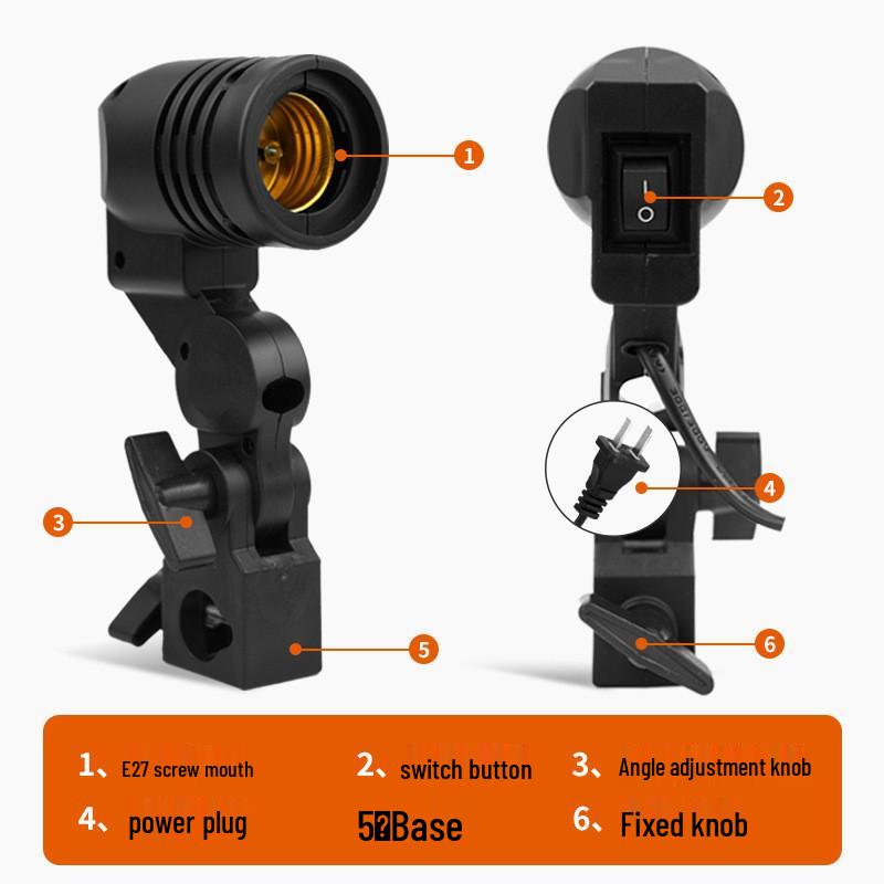 Universal E27 Screw Light Holder for Photography & Plant Lighting