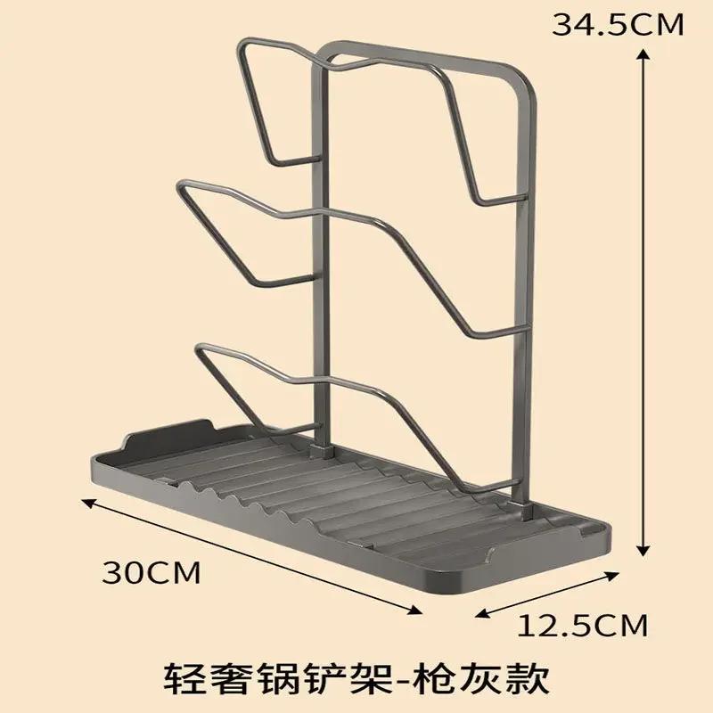 Space Aluminum Kitchen Pot Cover Rack, Table Top Shelf, Spoon, Cooking Shovel, Pot Shovel Rack, Collecting Rack