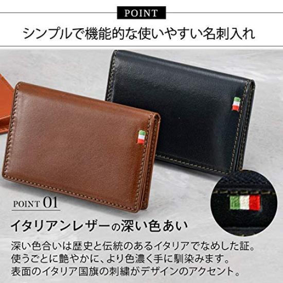 Tamponato Leather Business Card Holder Card Card Pass CAS544 Navy [Milagro] (Business Holder, Men's Case, Women's Case, Leather)