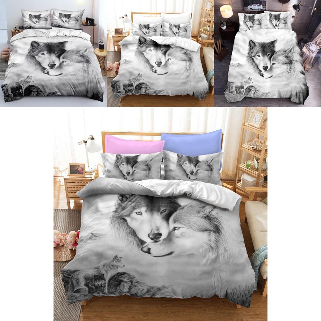 Luxuriöses Wolf Serie 3D Digitaldruck Bettwäsche-Set Enthält 3 Teile Für Tagesdecke 4 Teile Für Bettwäsche-Set