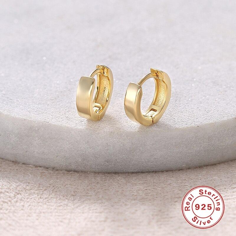 Skutečné stříbrné náušnice 925 pro ženy Minimalistické lesklé kruhové náušnice Kancelářské dámské módní šperky Boucle oreille femme