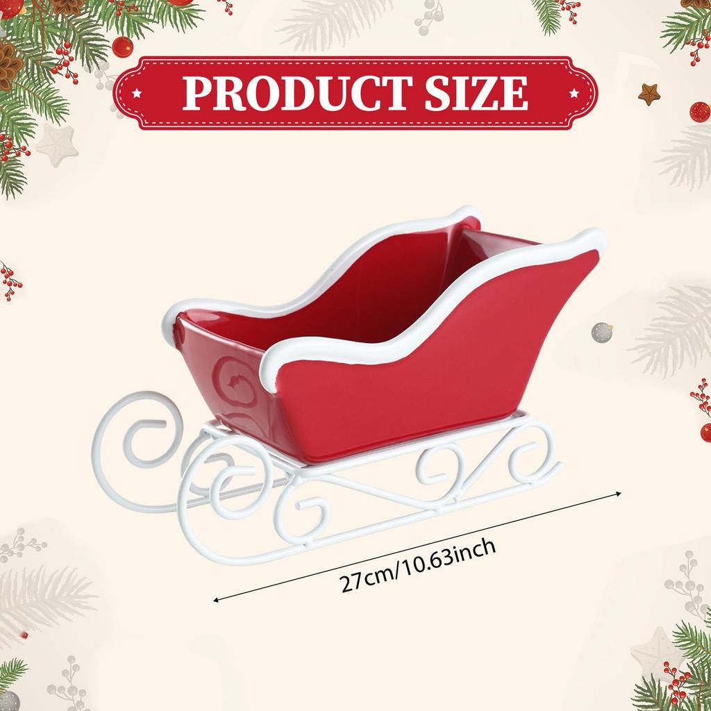 Weihnachtsschlitten Tischornament Süßigkeitenschale Ausstellungsstück Mittelstück Servierer Aufbewahrungskorb Schlittenförmiger Behälter