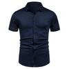 Men's Casual Short-sleeved Shirt - Solid Color, Simple and Stylish, Fitted Collar Shirt, Men's Top Garment