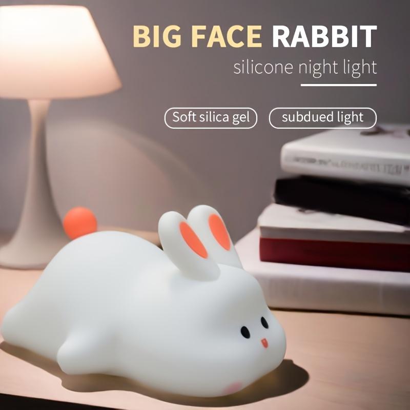 USB Charging Big Face Rabbit Night Light Smart Rabbit Silicone Pat Light Sleep Light Ambient Light Third Gear Adjustable Room Decorative Light