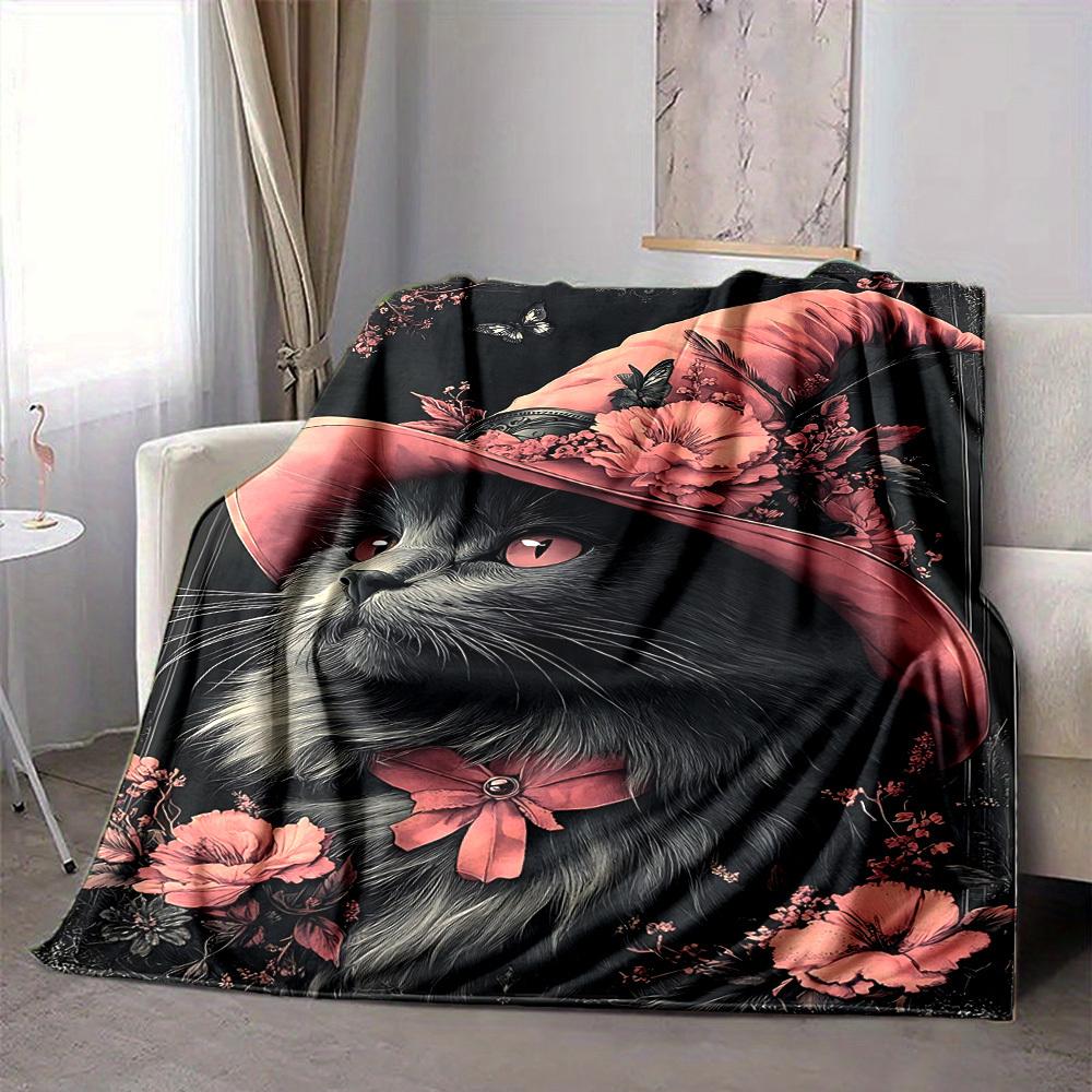1pc Cat Fashion Decor Blanket Lightweight Blanket Throw Blanket For Sofa, Bed, Travel, Camping, Livingroom, Office yy251010038