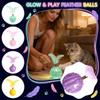Interactive Feather Cat Toy Ball with Elastic TPR Material Light Up Feature and Novel Hole Design for Cat Play and Entertainment